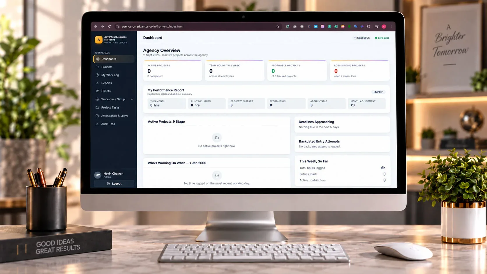 Advantus Admin website preview